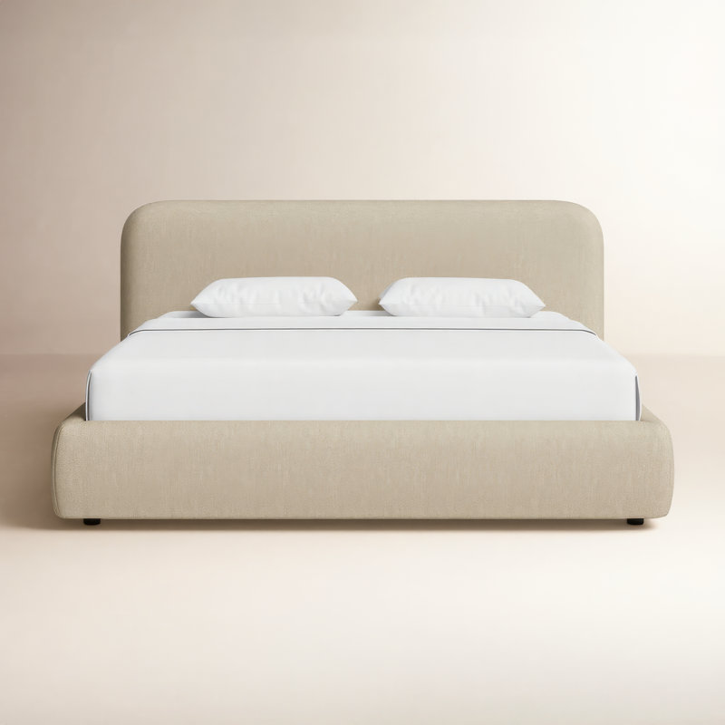 Bella Upholstered Platform Bed, King, Capri Wicker Chenille