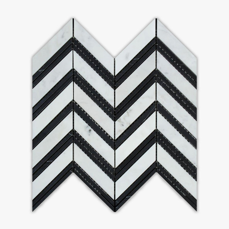 Carreau de marbre et plancher 14 po x 12 po Calacatta Bellini, Blanc / noir