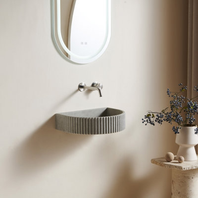 Lavabo de salle de bain 18 "en microfibre irrégulier, sans armoire, sans robinet, gris ciment