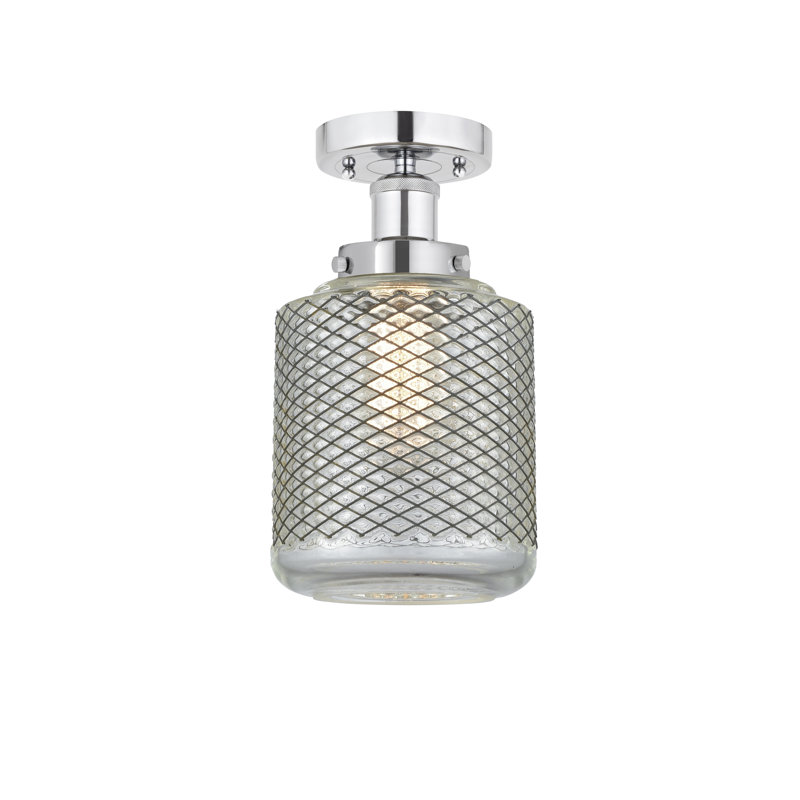 Plafonnier semi-encastré en verre Dore, Chrome poli