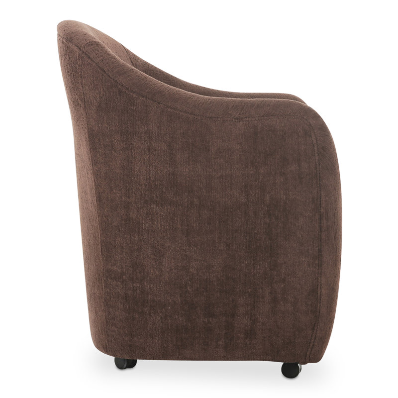 Denice Rolling Dining Arm Chair, Dark Brown Performance Chenille