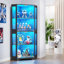 Corner Display Cabinet with Glass Doors, 65" Lighted Curio Display Case with 3 Color Lights for Collectibles, 4-Tier Bookcase with Human Body Sensor for Living Room