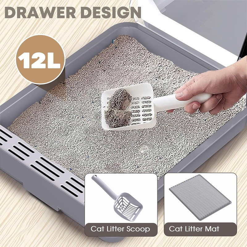 Eldina Plastic Enclosed Self-Cleaning Litter Box with Scoop