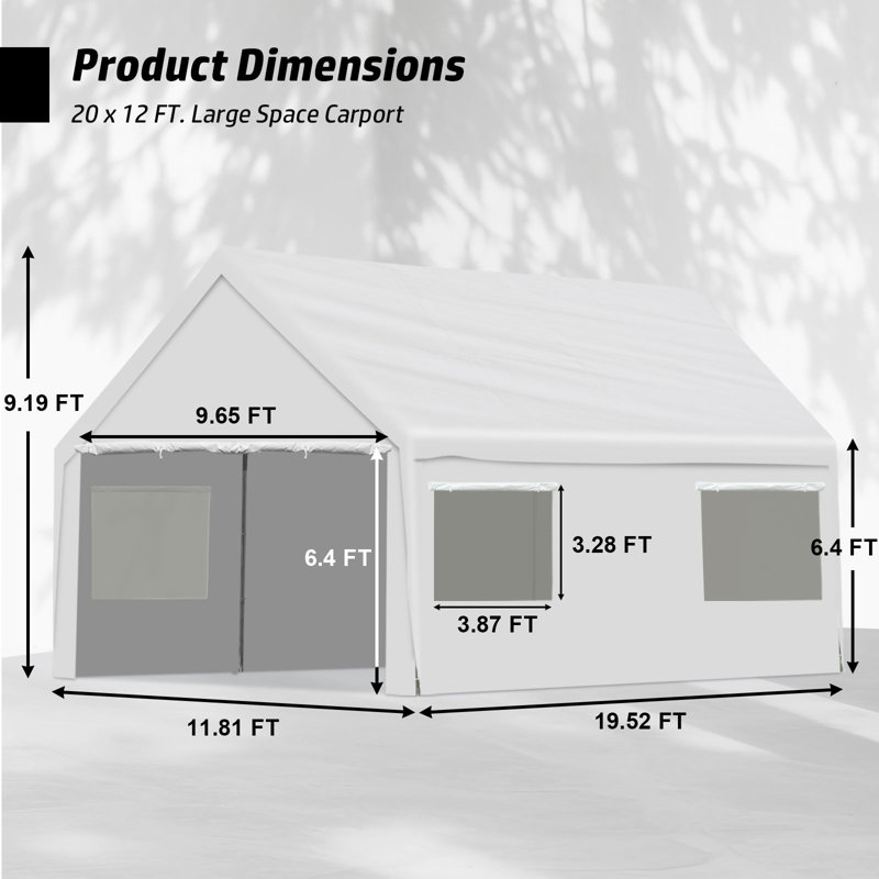 Abri de garage pour véhicule 20 x 12 pi Aoodor