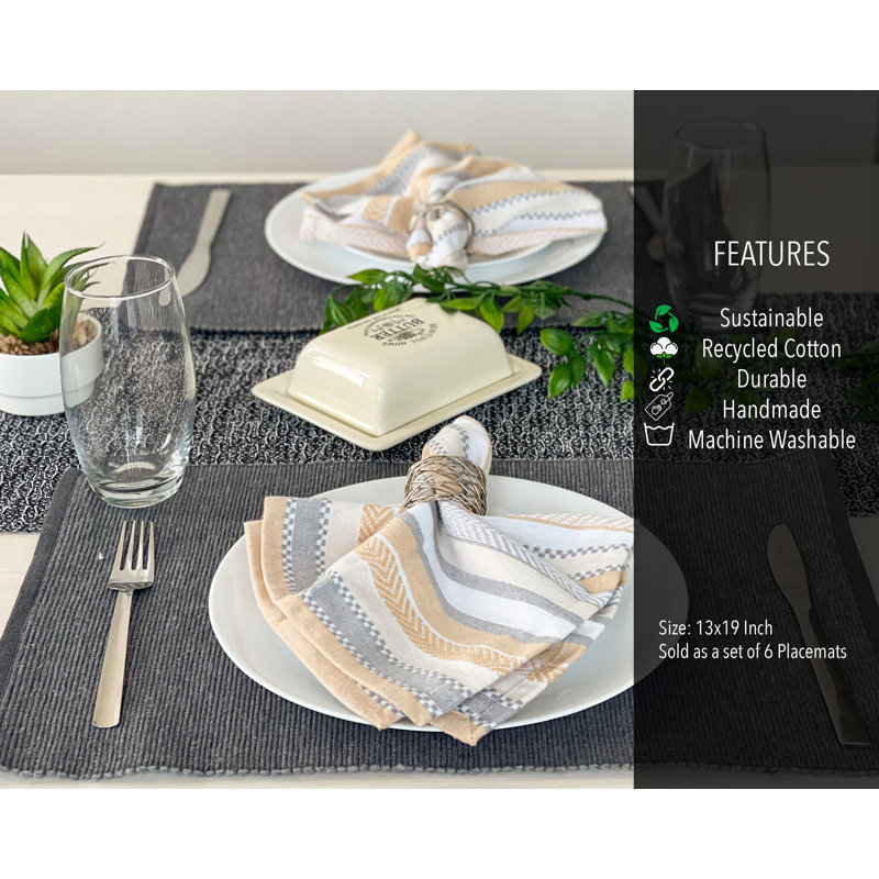ENSEMBLE DE 6 Napperons CLASSIC RIBBED CLASSIC, gris