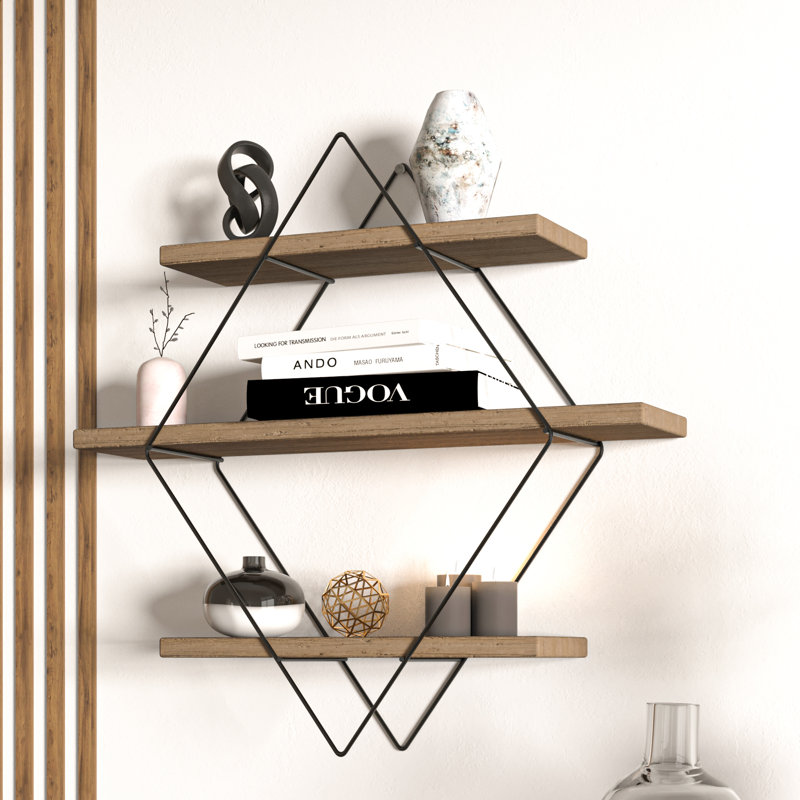Corwin Diamond Geometric Handmade Floating Shelf