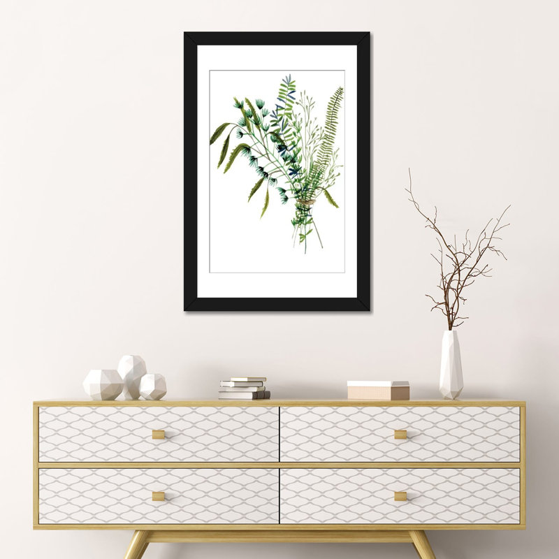 « green bouquet i », reproduction d’impression sur toile tendue, H 24 po x l 16 po x P 1 po, Papier d'art encadré noir, Blanc