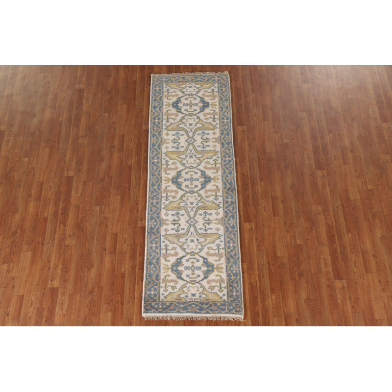Tapis de couloir oriental ivoire Oushak 3 x 8