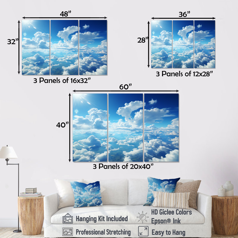 Calm Sky Embrace I - art mural ciel, Toile tendue, H 28 po x l 36 po x P 1 po