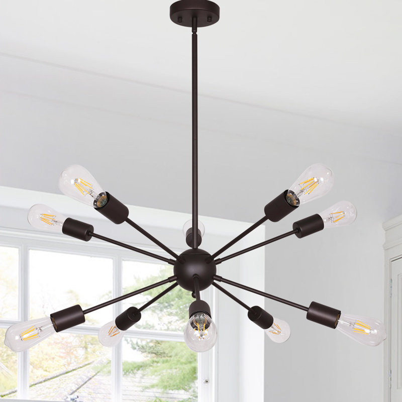 Arpita 10 - Light Iron Dimmable Sputnik Sphere Chandelier, 40''H x 33.46''W x 33.46''D, Black