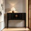 Console noire avec plusieurs tiroirs et rangement à double porte-1937510069