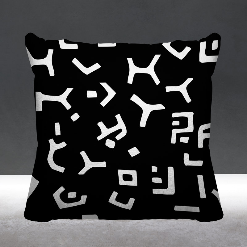 Coussin décoratif intérieur / extérieur Adanya, L 15 po x H 15 po, Noir