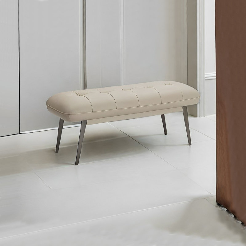Banc rembourré en cuir véritable Karsch, H 16,53 po x l 47,24 po x P 19,68 po