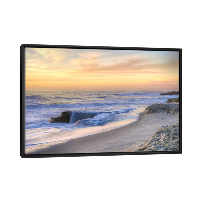 «La Jolla Sunset», reproduction de photo sur toile, H 18 po x l 26 po x P 1,5 po, Toile avec cadre noir, Pas de tapis