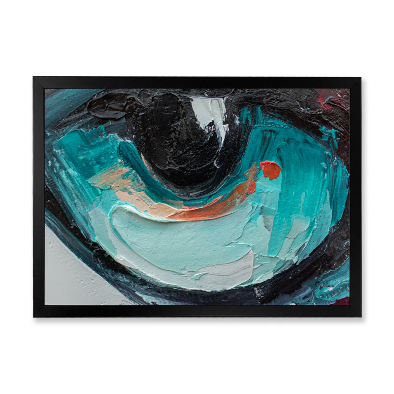 «Turquoise Tiger Eye Stroke Art», reproduction d'art sur toile encadrée, H 8 po x l 12 po x P 1 po, Toile avec cadre noir