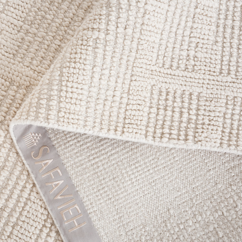Tapis ivoire en laine / coton noué à la main Myrka, Rectangle 6 pi x 9 pi