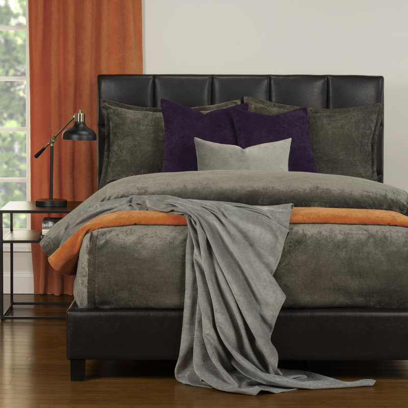 Mixology Velvet Bed Cap Comforter Set with Sewn Corners, Queen, Umber