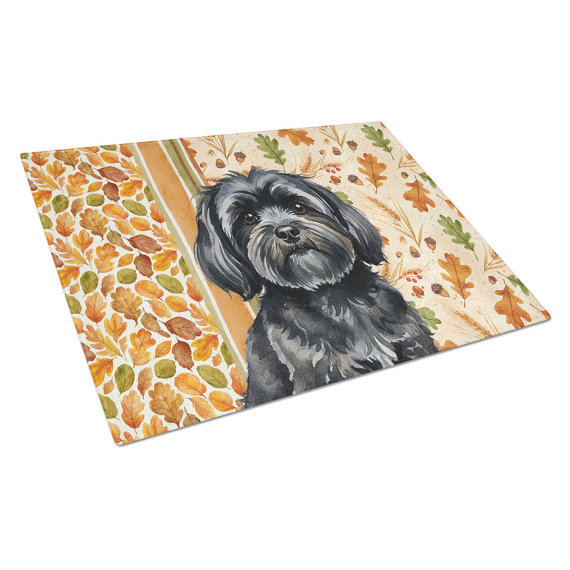 Planche à découper en verre noir Lhasa Apso Heirloom