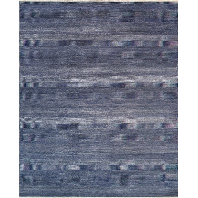 Transitional Hand-Knotted Navy Area Rug