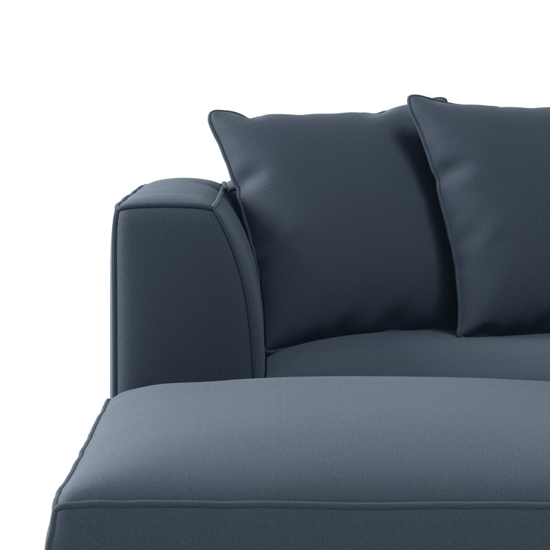 Easton Upholstered L-Shaped Sectional Right Hand Facing, Caribbean Blue Polyester