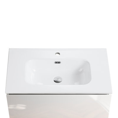 Bb09-30-311 White Integrated Ceramic Basin, High - Gloss Appearance, Sleek And Useful Design, Effortless Upkeep, Rounded Edge For , 18.34 In Width, 29.27 Depth, 6.88 Height, 30.61 Lb Weight Glossy