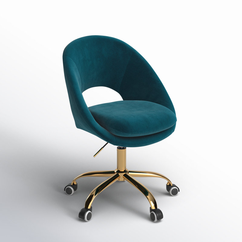 Chaise de travail Doreen, Velours sarcelle