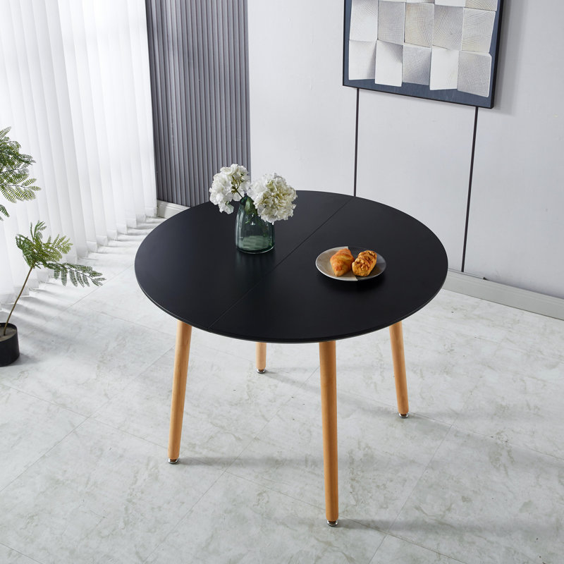 Extensible Table,DINING TABLE,OFFICE TABLE,COFFEE TABLE,Wood Leg,MDF Top, Black/Natural