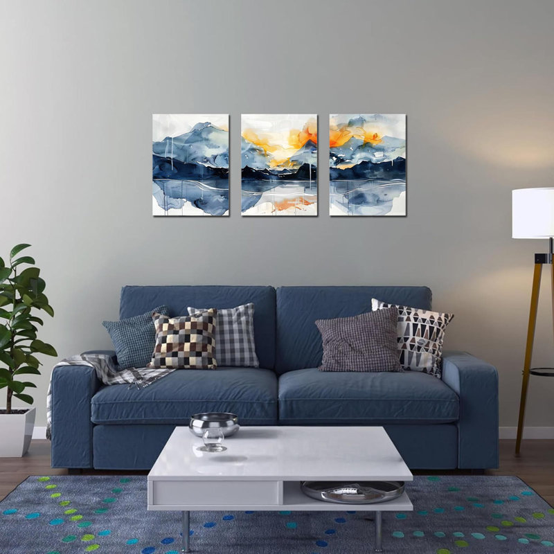 3 pièces d'art moderne sur toile sans cadre 16 "x 24"