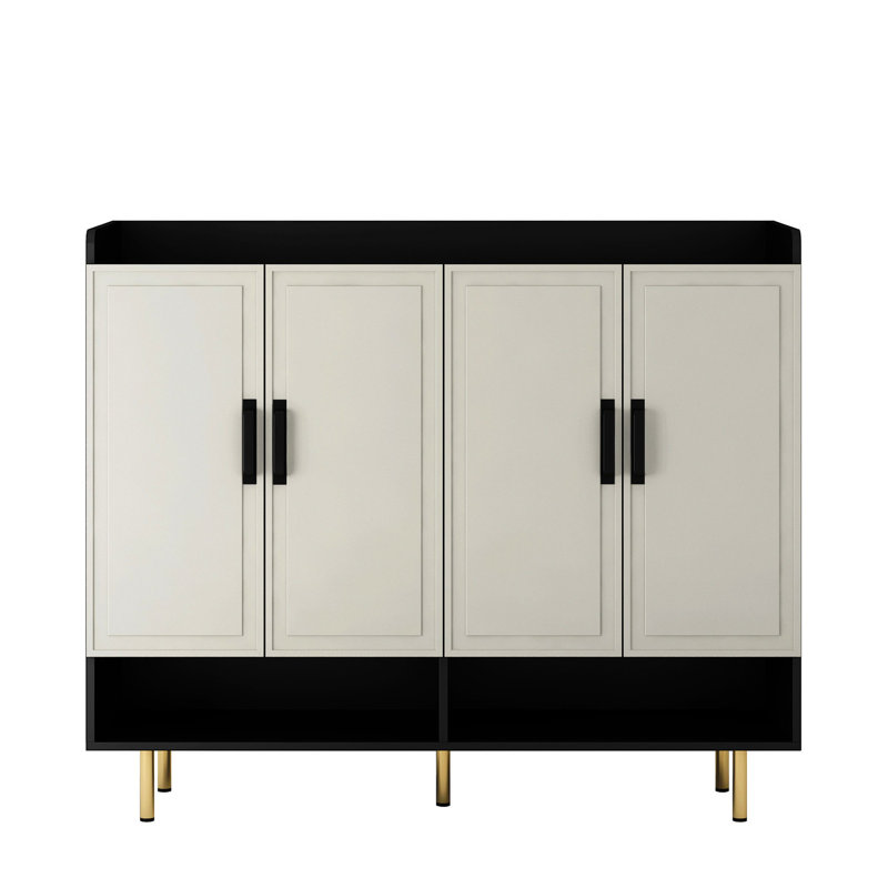 Armoire à chaussures 4 portes pour le vestibule - noir avec rangement réglable