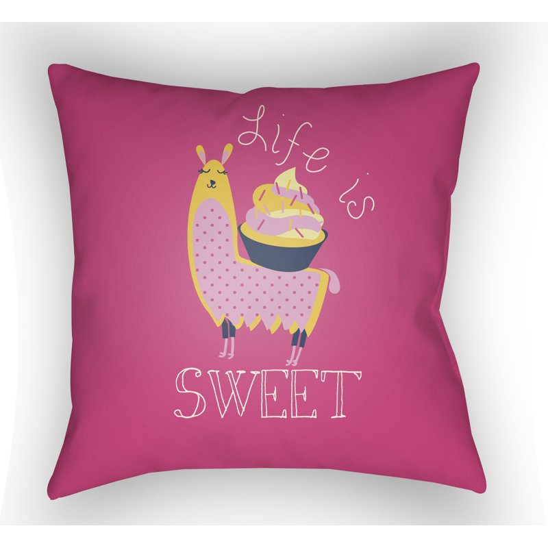 Littles Life Is Sweet Throw Pillow, 18" H x 18" W x 4" D, Magenta