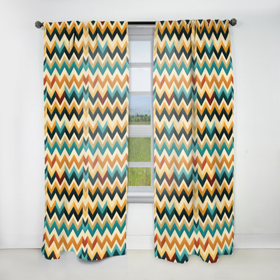 Ivory Boho Accents Chevron - Chevron Curtain - Velvet Room Darkening - 1 Panel