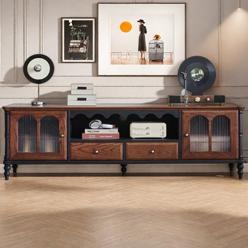 Meuble télé en bois de frêne massif, H 21,65 po x L 78,74 po x l 16,93 po