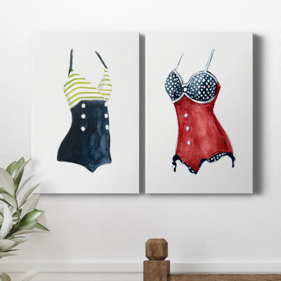 Maillots de bain I - ensemble de 2 impressions sur toile tendue