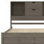 Lit plateforme très grand avec tête de lit à rangement et 8 tiroirs, fabrication en bois massif, aucun sommier tapissier requis, gris-1378618207-1378618202