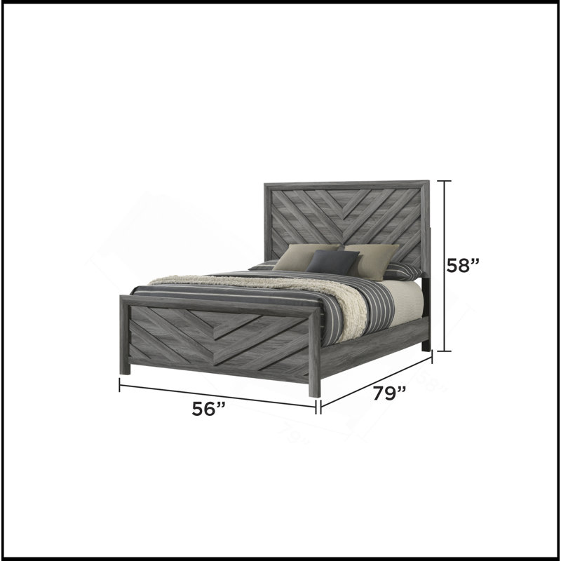 Lit de style moderne en bois gris Denver, Lit double