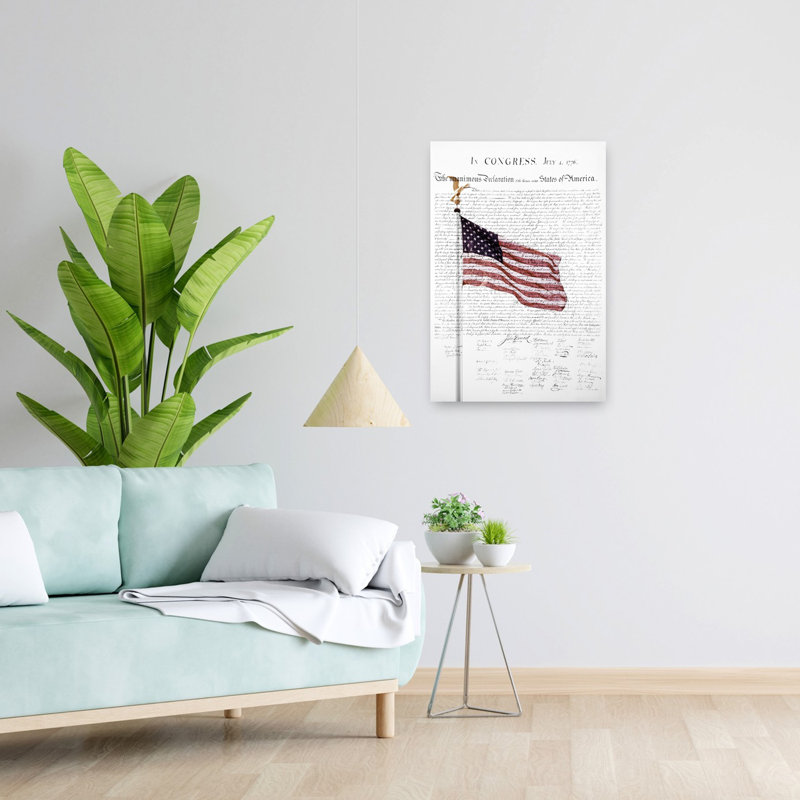 Composite du drapeau américain et de la déclaration d’indépendence, art mural rétro classique rétro, H 24 po x l 16 po