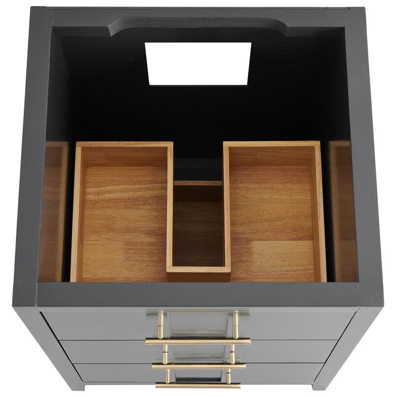 Iconic 24" Freestanding Standard Single Bathroom Vanity with Top, Black, Gold