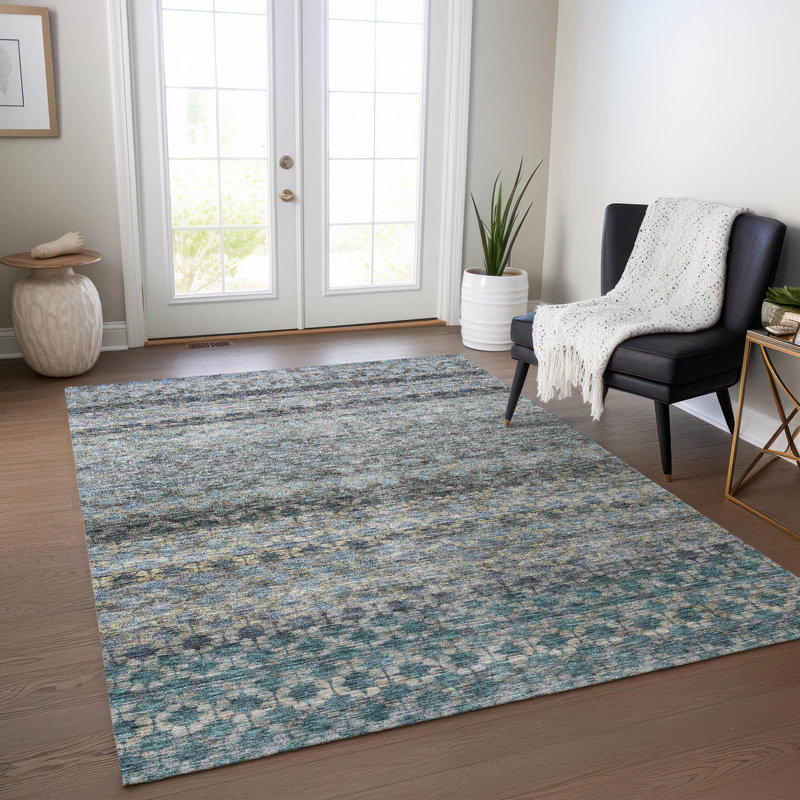 Tapis d'intérieur / extérieur bleu Maelis , 9 pi x 12 pi