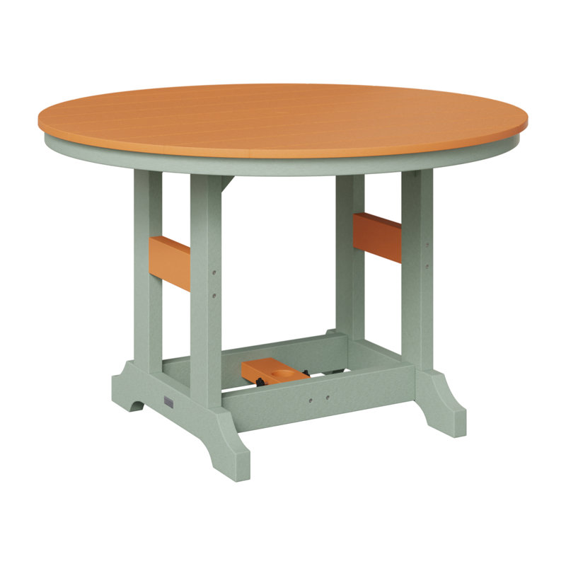 Garden Classic Outdoor Round Bar Table, Seafoam, Mango Orange