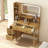 Makeup Vanity with LED Mirror & Built-In Outlets, Vanity With 4 Drawers and Display Shelf