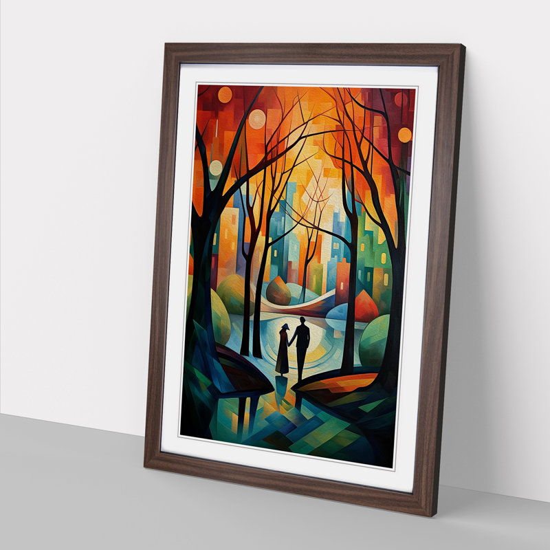 Central Park Cubism - Single Picture Frame Print on Wood, Walnut Framed, 46cm H x 34cm W x 2cm D