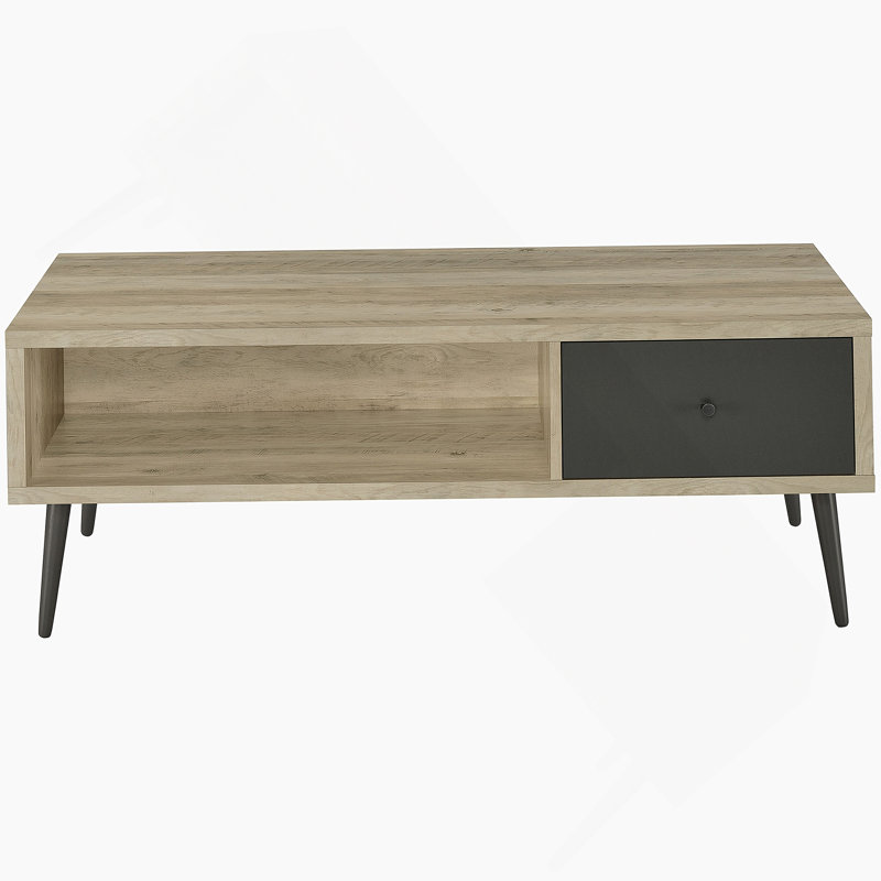 Table basse en bois d'ingénierie à 1 tiroir vieilli