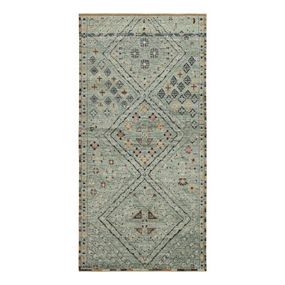 Rug & Kilim’S Moroccan Gallery Runner In Teal With Geometric Patterns