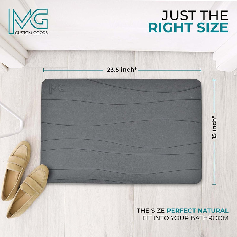 Dorotha Cotton Blend Non-Slip Bath Mat, Dark Gray