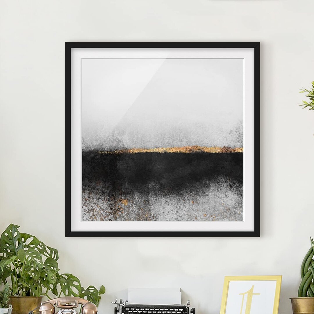 Gerahmtes Poster Abstract Golden Horizon