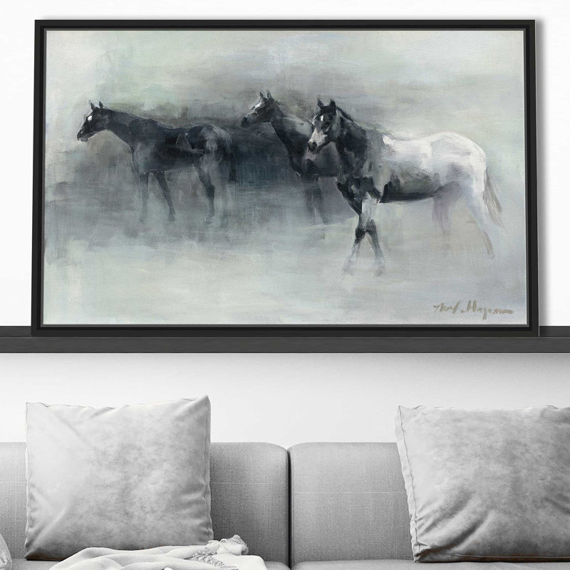 In The Mist - Peinture, Cadre flottant noir, H 21,5 po x l 33,5 po x P 2 po