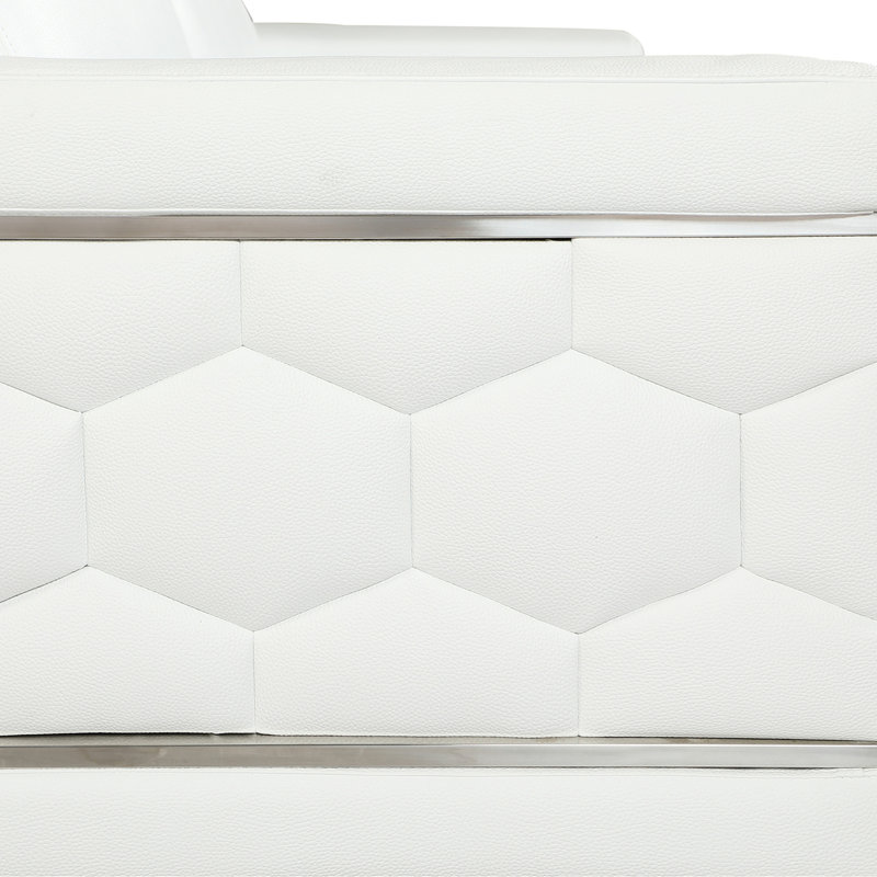 Canapé en cuir italien à grain supérieur, Blanc