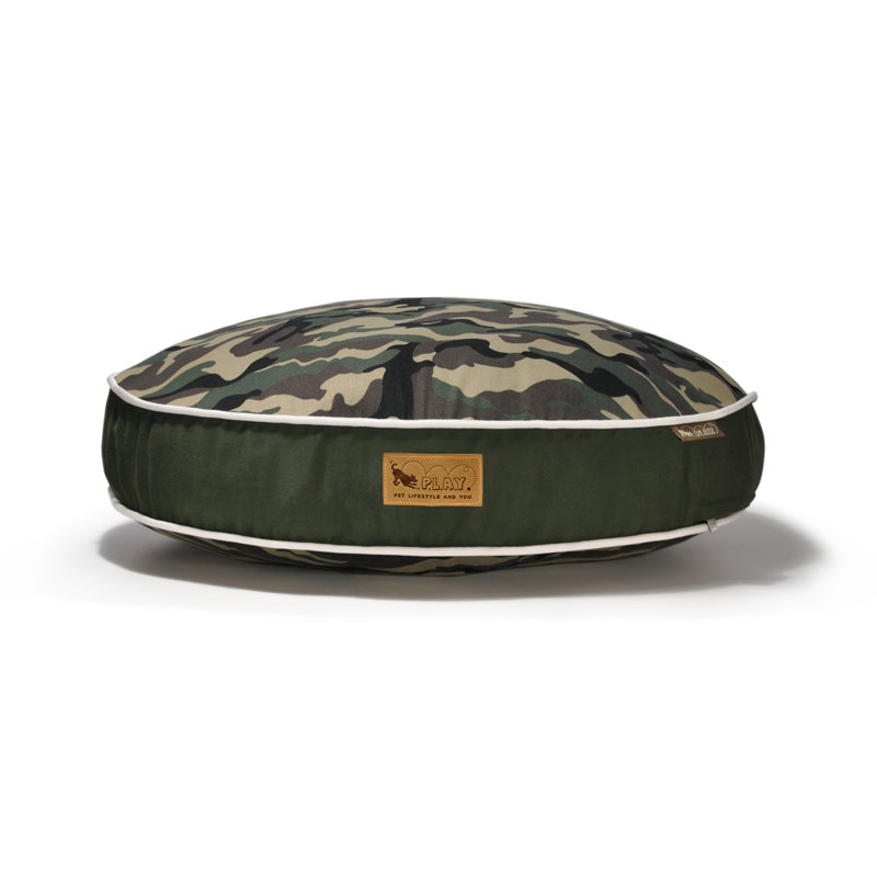 Lit pour animal de compagnie Camouflage, Petit (l 27,5 po x P 27,5 po x H 4,5 po), Vert d’armée