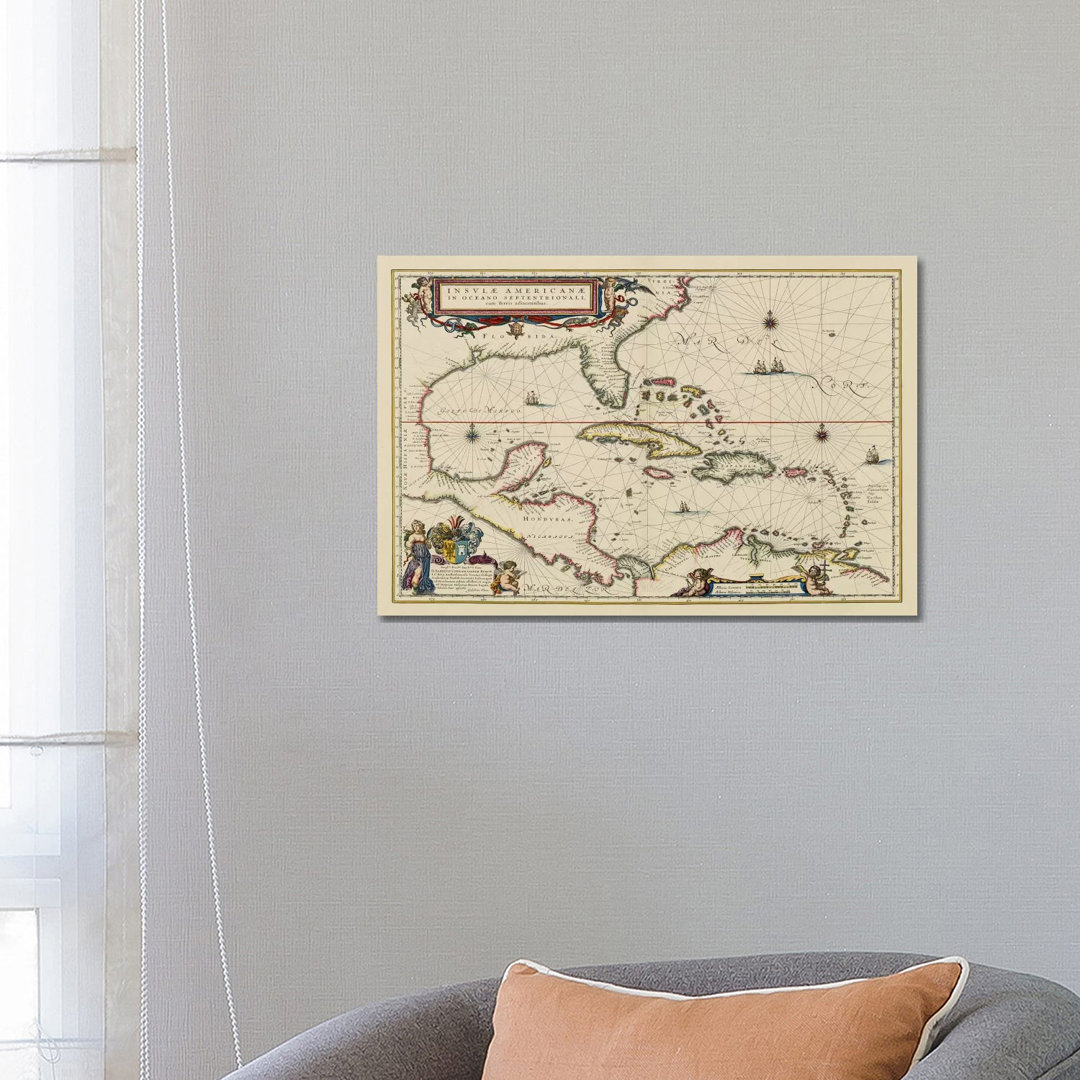West Indies, Central America, 1635 - Wrapped Canvas Print