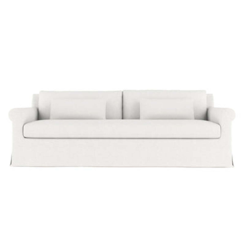 Canapé à accoudoirs arrondis Ludlow, H 34 po x l 84 po x P 38 po, Patiné, Lin Box Weave blanc